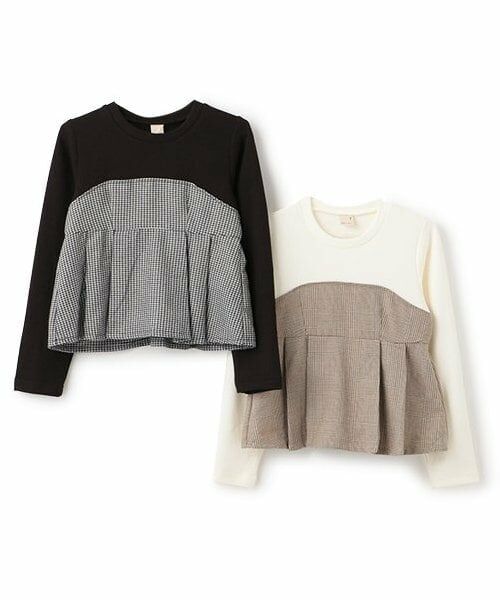 petit main / プティマイン Tシャツ | 【リンク】チェックドッキング長T(ジュニア) | 詳細7