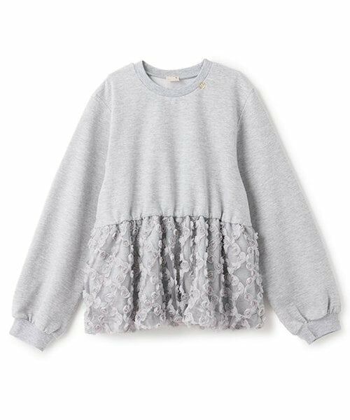 petit main / プティマイン スウェット | 【リンク】ジャガードペプラムトレーナー(ジュニア)（トップ グレー）