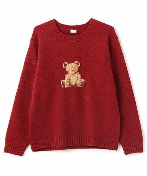 petit main / プティマイン ニット・セーター | 【リンク/フワもちっと】アニマルニット(ジュニアサイズ)（赤）