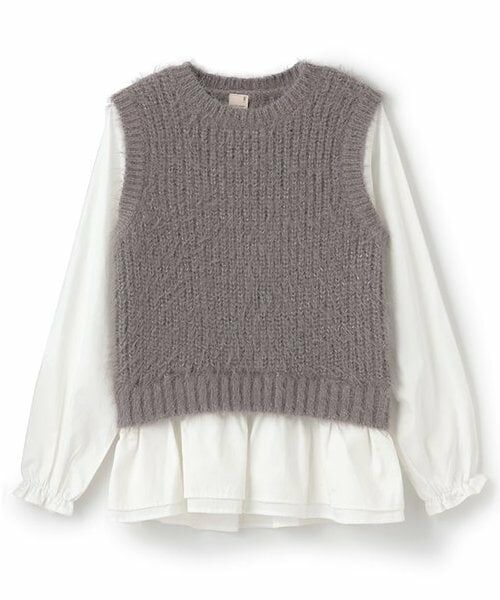 petit main / プティマイン シャツ・ブラウス | 【リンク】シャギードッキングブラウス(ジュニア)（モカチャ）