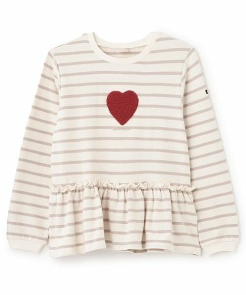 petit main / プティマイン スウェット | 【リンク】ハートペプラムトレーナー(ジュニア)（ベージュ）