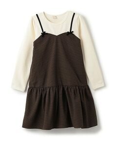 petit main / プティマイン ミニ丈・ひざ丈ワンピース | 【リンク】ギンガムドッキングワンピース(ジュニア)