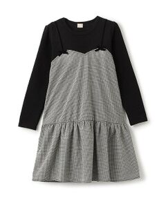 petit main / プティマイン ミニ丈・ひざ丈ワンピース | 【リンク】ギンガムドッキングワンピース(ジュニア)