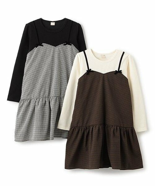 petit main / プティマイン ミニ丈・ひざ丈ワンピース | 【リンク】ギンガムドッキングワンピース(ジュニア) | 詳細7