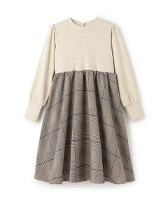 petit main / プティマイン ミニ丈・ひざ丈ワンピース | 【リンク】チェック切り替えワンピース(ジュニア)