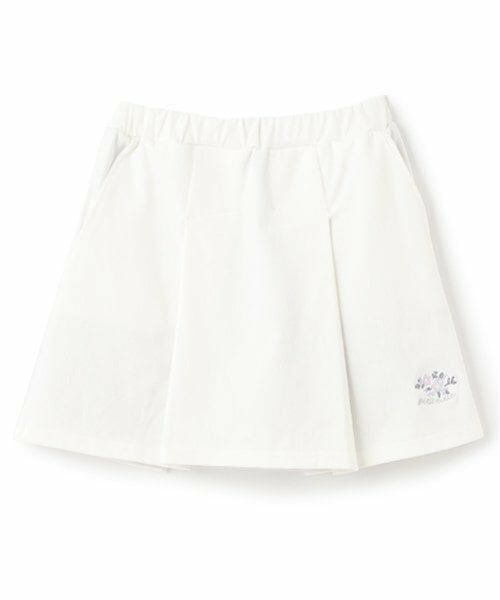 petit main / プティマイン ミニ・ひざ丈スカート | 【リンク】花刺しゅうスカパン(ジュニア)（アイボリー）