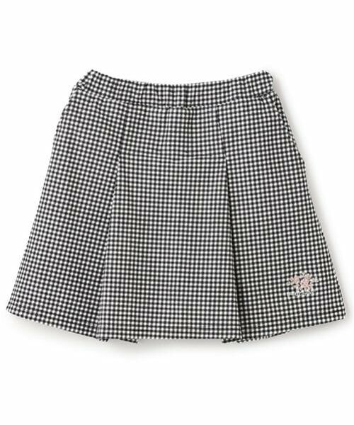 petit main / プティマイン ミニ・ひざ丈スカート | 【リンク】花刺しゅうスカパン(ジュニア)（黒）