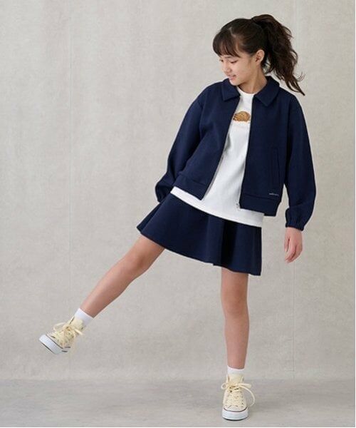 petit main / プティマイン ミニ・ひざ丈スカート | 【リンク/防汚加】フレアースカパン(ジュニアサイズ)（紺）