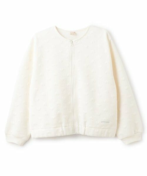 petit main / プティマイン ブルゾン | 【リンク/花粉防止】ハートzip羽織り(ジュニアサイズ)（オフ ホワイト）