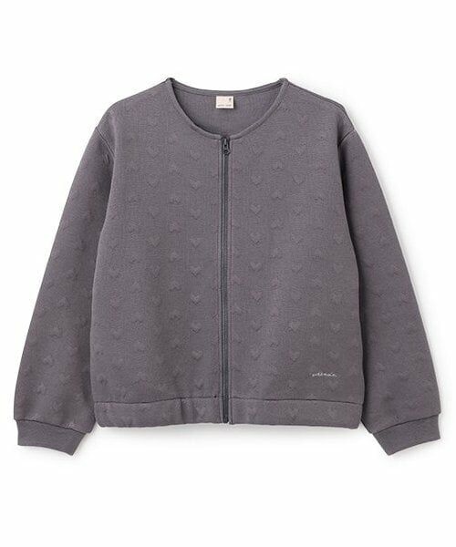 petit main / プティマイン ブルゾン | 【リンク/花粉防止】ハートzip羽織り(ジュニアサイズ)（グレー）