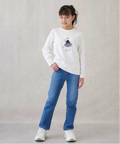 petit main / プティマイン Tシャツ | 【リンク】girlアップリケ長T(ジュニア) | 詳細1