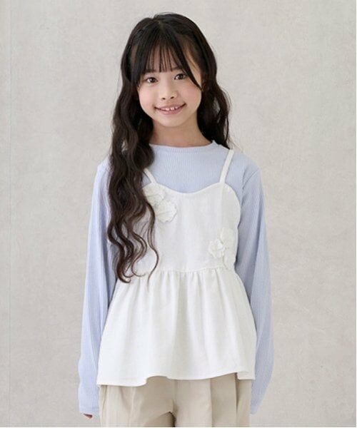 petit main / プティマイン その他トップス | 【リンク】花ビスチェ長Tセット(ジュニア)（アイボリー）