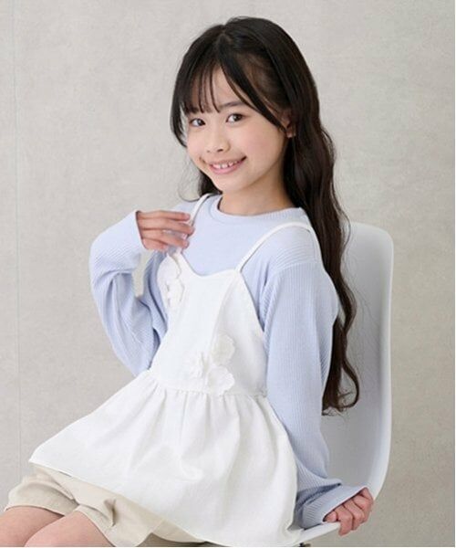 petit main / プティマイン その他トップス | 【リンク】花ビスチェ長Tセット(ジュニア) | 詳細1