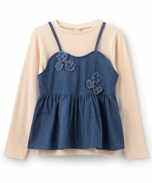 petit main / プティマイン その他トップス | 【リンク】花ビスチェ長Tセット(ジュニア)（ブルー）