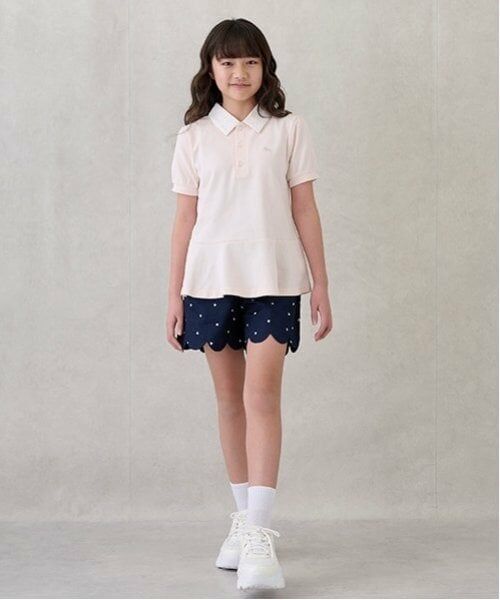 petit main / プティマイン ショート・ハーフ・半端丈パンツ | 【リンク】スカラップショートパンツ(ジュニア)（紺）