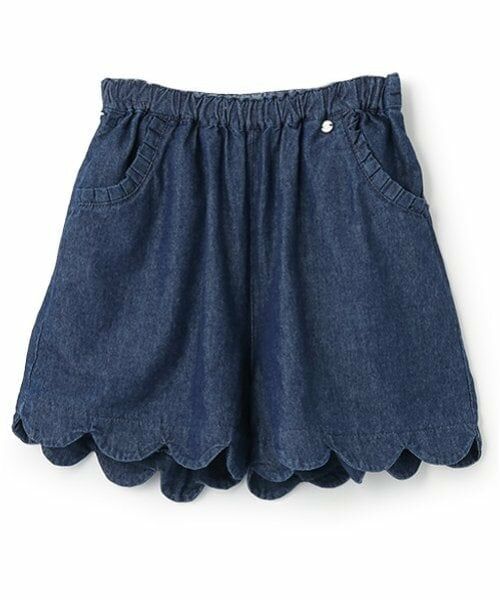 petit main / プティマイン ショート・ハーフ・半端丈パンツ | 【リンク】スカラップショートパンツ(ジュニア)（ブルー）