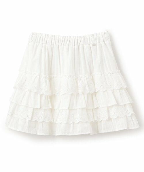 petit main / プティマイン ミニ・ひざ丈スカート | 【リンク】レースフリルスカート(ジュニア)（オフ ホワイト）