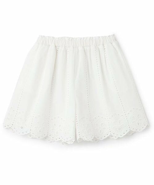 petit main / プティマイン ショート・ハーフ・半端丈パンツ | 【リンク】レースキュロット(ジュニア)（オフ ホワイト）