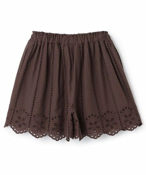 petit main / プティマイン ショート・ハーフ・半端丈パンツ | 【リンク】レースキュロット(ジュニア)（コゲ茶）