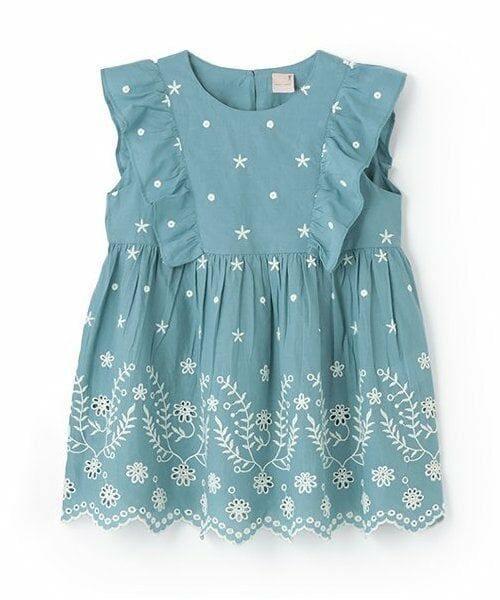 petit main / プティマイン Tシャツ | 【リンク】インド綿オーバーレースチュニック(ジュニア)（ターコ）