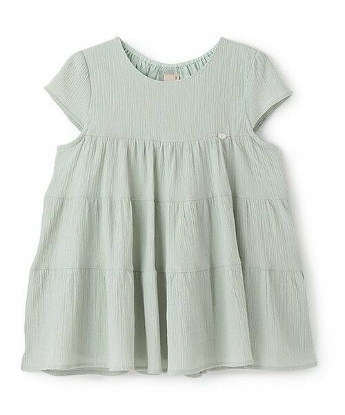 petit main / プティマイン Tシャツ | 【スマイル/リンク】楊柳チュニック(ジュニアサイズ)（ライト グリーン）