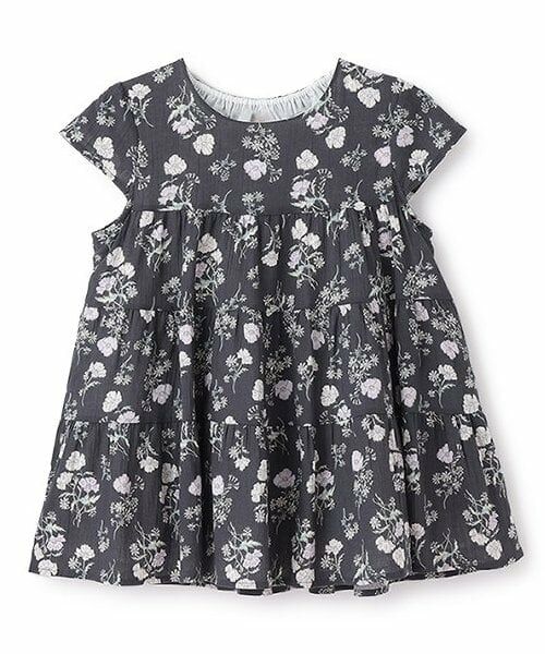 petit main / プティマイン Tシャツ | 【スマイル/リンク】楊柳チュニック(ジュニアサイズ)（チャコール）