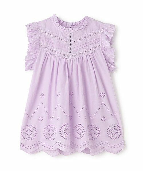 petit main / プティマイン Tシャツ | 【リンク】オーバーレースチュニック(ジュニア)（ラベンダー）