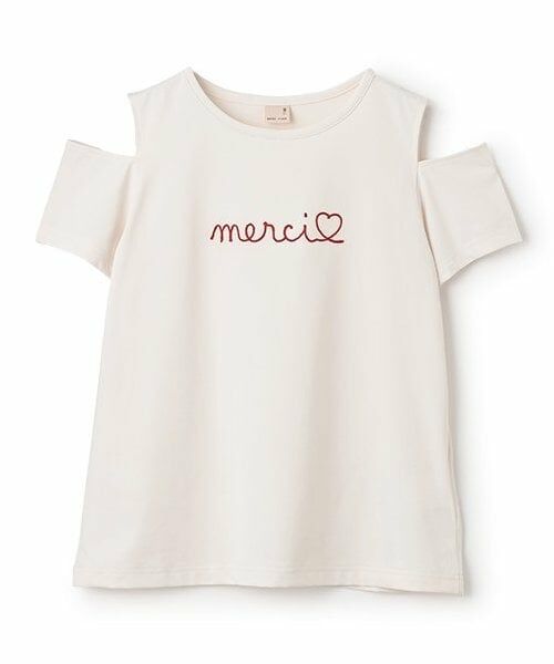 petit main / プティマイン Tシャツ | 【水陸両用】ロゴ刺しゅうTシャツ(ジュニア)（アイボリー）