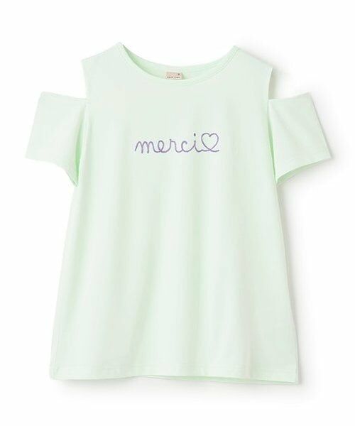 petit main / プティマイン Tシャツ | 【水陸両用】ロゴ刺しゅうTシャツ(ジュニア)（薄カーキ）