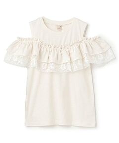 petit main / プティマイン Tシャツ | 【接触冷感/リンク】オフショルレースT(ジュニア)