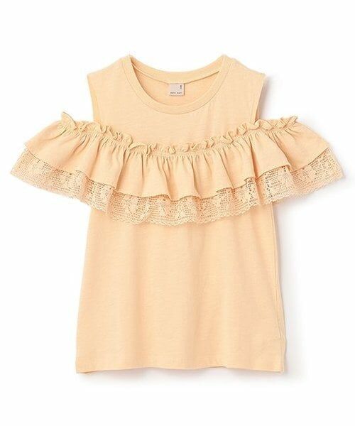 petit main / プティマイン Tシャツ | 【接触冷感/リンク】オフショルレースT(ジュニア)（オレンジ）