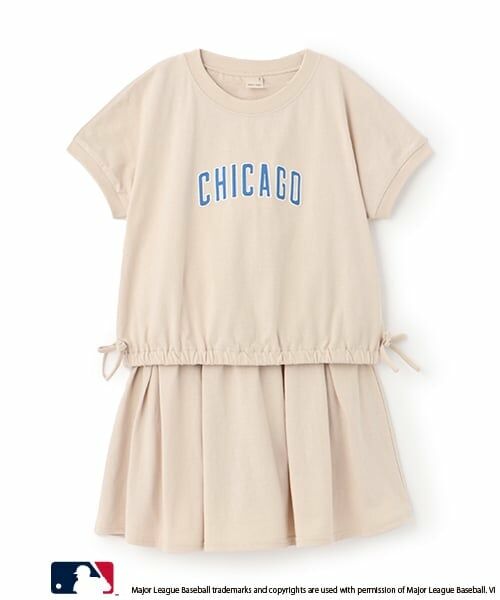 petit main / プティマイン ミニ丈・ひざ丈ワンピース | 【MLB/リンク】カットソーセットアップ（薄ベージュ）