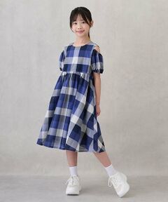 petit main / プティマイン ミニ丈・ひざ丈ワンピース | 【リンク】肩あきチェックワンピース(ジュニア)