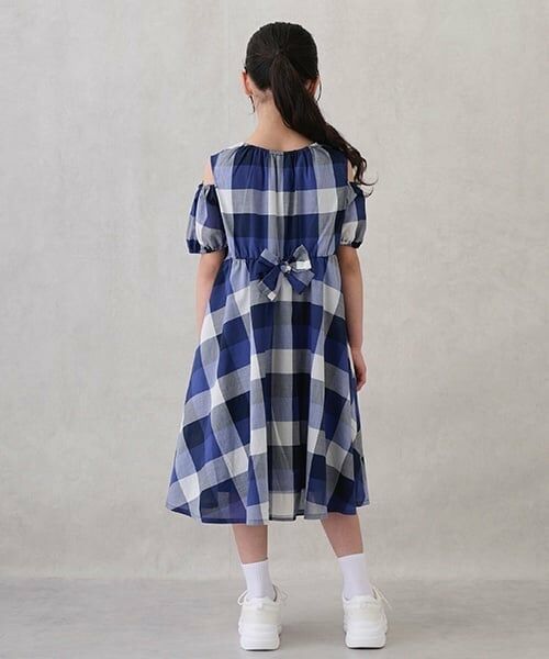 petit main / プティマイン ミニ丈・ひざ丈ワンピース | 【リンク】肩あきチェックワンピース(ジュニア) | 詳細2
