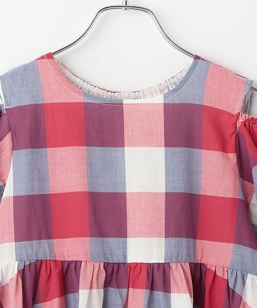 petit main / プティマイン ミニ丈・ひざ丈ワンピース | 【リンク】肩あきチェックワンピース(ジュニア) | 詳細8