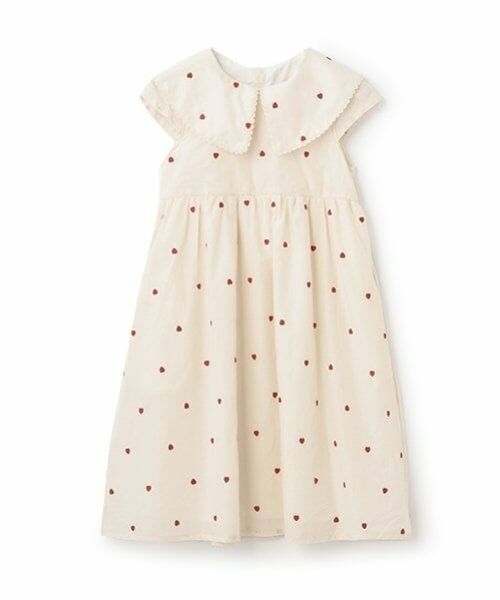 petit main / プティマイン ミニ丈・ひざ丈ワンピース | 【リンク】ハート刺しゅうワンピース(ジュニア)（ライト ピンク）