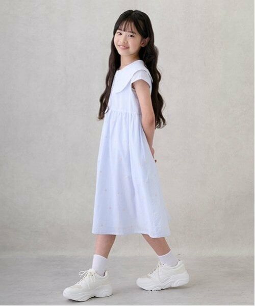 petit main / プティマイン ミニ丈・ひざ丈ワンピース | 【リンク】ハート刺しゅうワンピース(ジュニア) | 詳細1