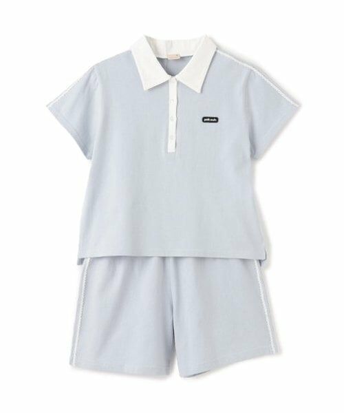 petit main / プティマイン ミニ丈・ひざ丈ワンピース | 【リンク/接触冷感】ポロセットアップ(ジュニアサイズ)（ライト グレー）