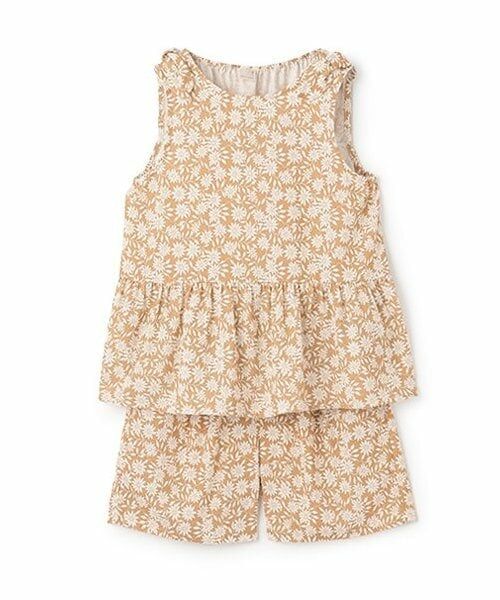 petit main / プティマイン ミニ丈・ひざ丈ワンピース | 【リンク】総柄セットアップ(ジュニア)（薄ベージュ）