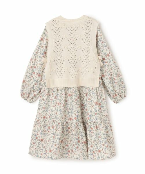 petit main / プティマイン ミニ丈・ひざ丈ワンピース | 【リンク】ベストつきティアードワンピース(ジュニアサイズ) | 詳細1