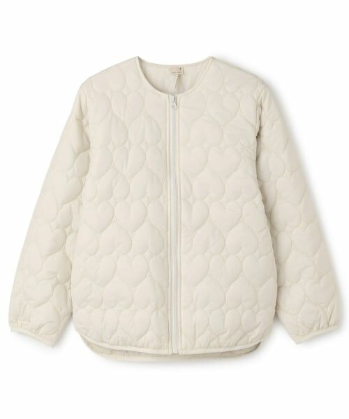 petit main / プティマイン ブルゾン | 【リンク/洗える】ハートキルティングジャケット(ジュニアサイズ)（アイボリー）