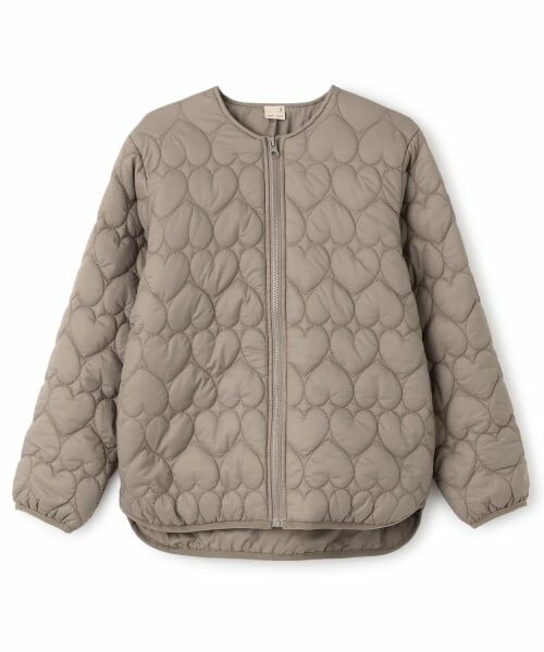 petit main / プティマイン ブルゾン | 【リンク/洗える】ハートキルティングジャケット(ジュニアサイズ)（モカ茶）