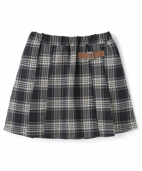 petit main / プティマイン ミニ・ひざ丈スカート | 【リンク】チェックスカパン(ジュニアサイズ)（紺）