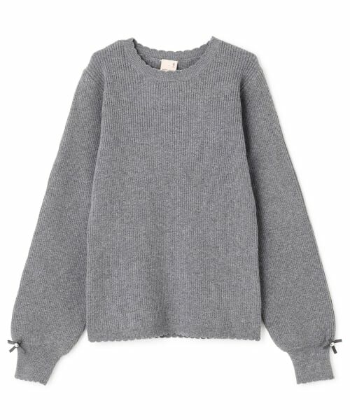 petit main / プティマイン ニット・セーター | 【リンク/フワもちっと】リブニット(ジュニアサイズ)（トップ グレー）