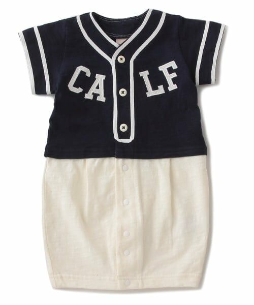 petit main / プティマイン ロンパース | ユニフォーム風2WAYオール（紺）