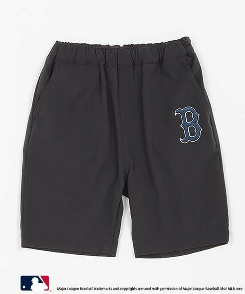 petit main / プティマイン ショート・ハーフ・半端丈パンツ | 【MLB】ロゴ刺しゅうハーフパンツ（黒）