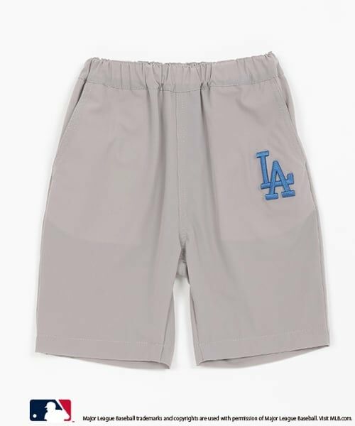petit main / プティマイン ショート・ハーフ・半端丈パンツ | 【MLB】ロゴ刺しゅうハーフパンツ（ライト グレー）