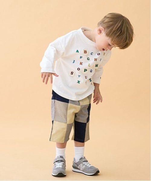 petit main / プティマイン ショート・ハーフ・半端丈パンツ | パッチワークハーフパンツ（ベージュ）