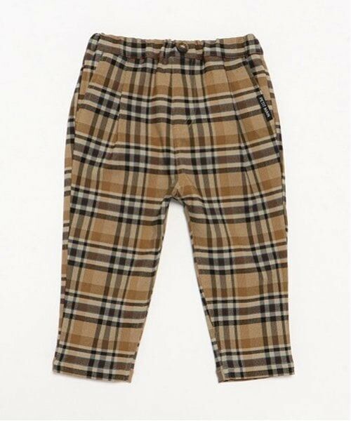 petit main / プティマイン その他パンツ | チェックストレッチテーパードパンツ（ベージュ）