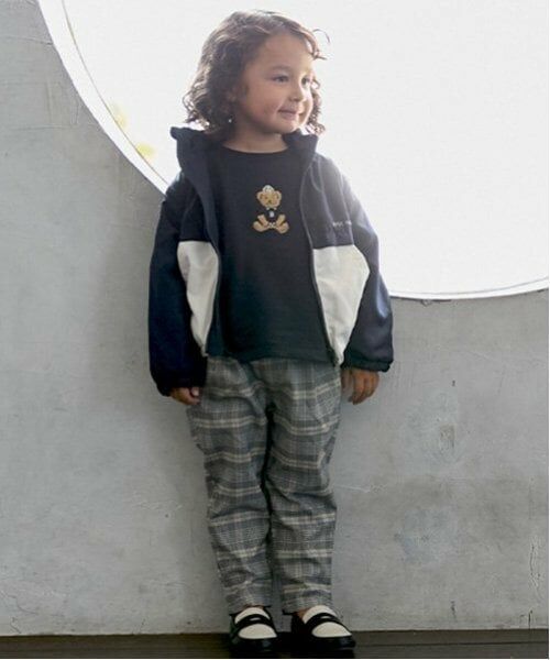 petit main / プティマイン その他パンツ | チェックストレッチテーパードパンツ（チャコール）